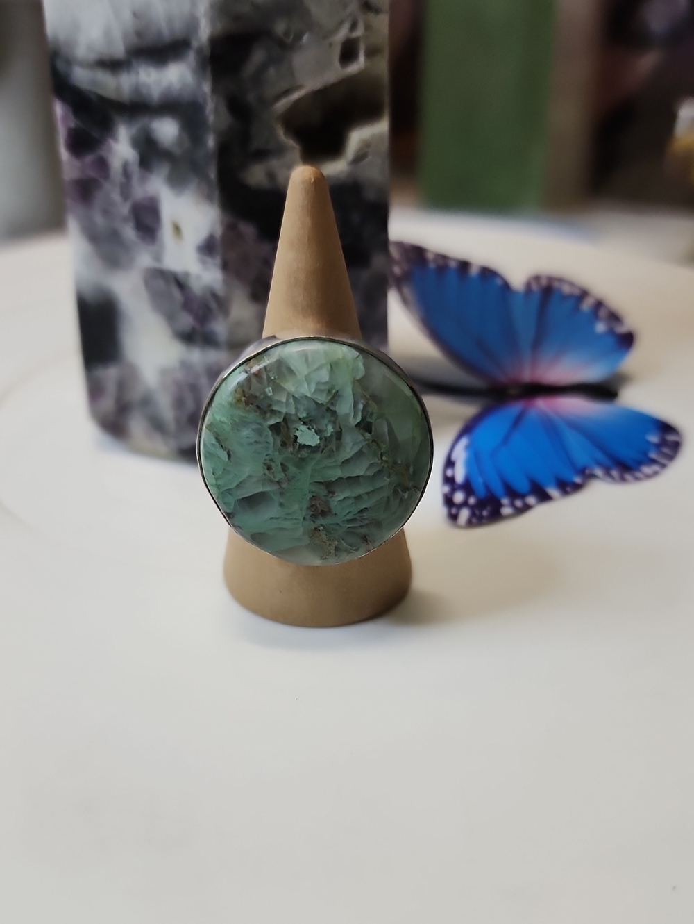 Green Round Stone Statement Ring - Women Jewelry